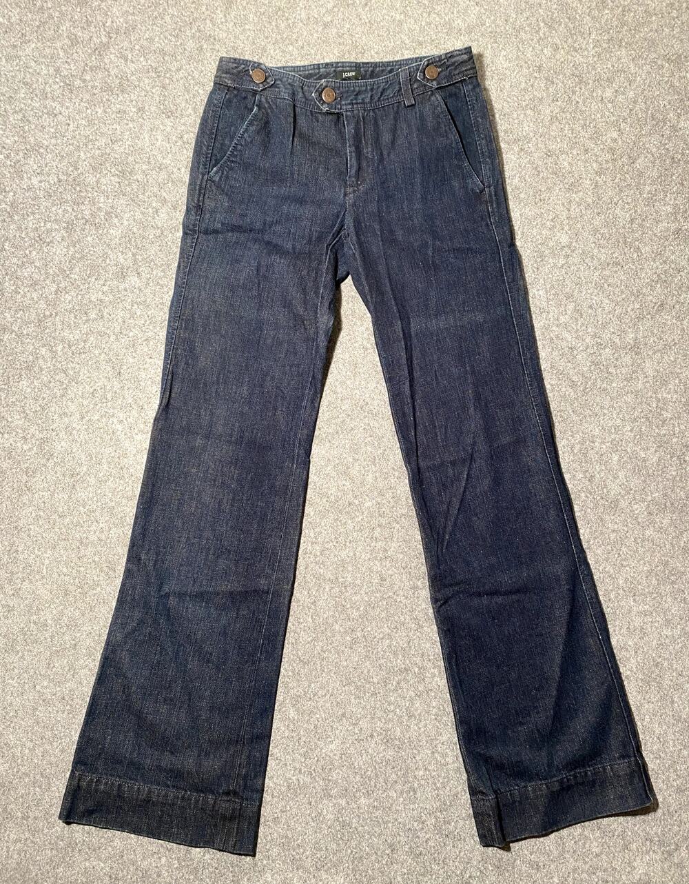 J.Crew Vintage 2000s Dark Wash Wide Leg Denim Jeans Women's 27 High Rise USA
